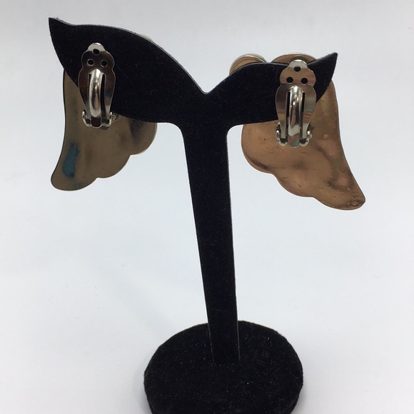 ALPACA MEXICAN SILVER CLIP-ON EARRINGS ABALONE K72 - Picture 3 of 8